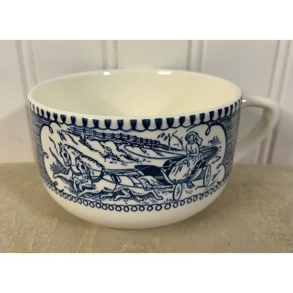 Royal Currier & Ives VINTAGE Horse & Carriage Blue China Coffee Tea Cup Replace - Picture 1 of 5